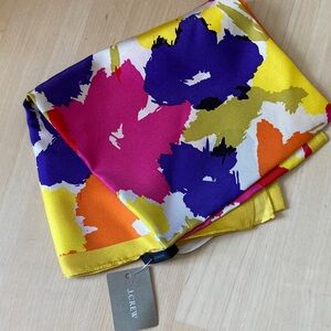 J.Crew Bold Multicolor Silk Floral Scarf Square 24” x 24”